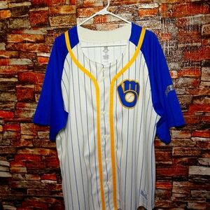 Men's Blue and White Baseball Jersey